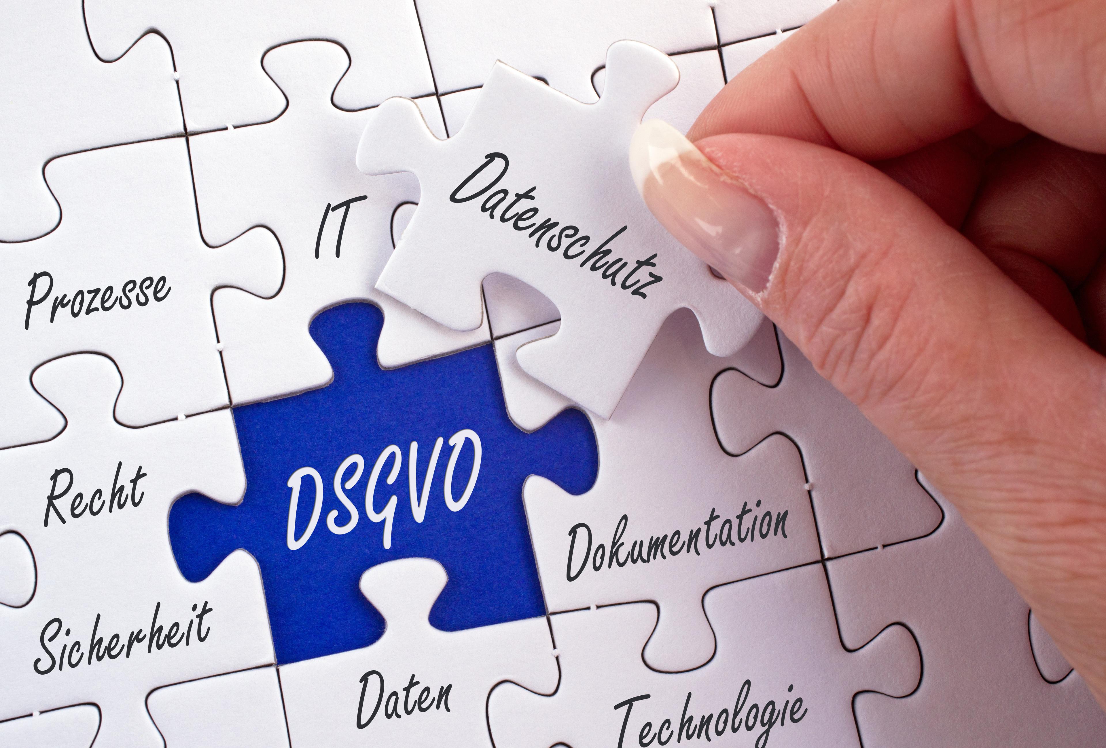Puzzelstück Datenschutz hinter dem sich DSGVO verbirgt